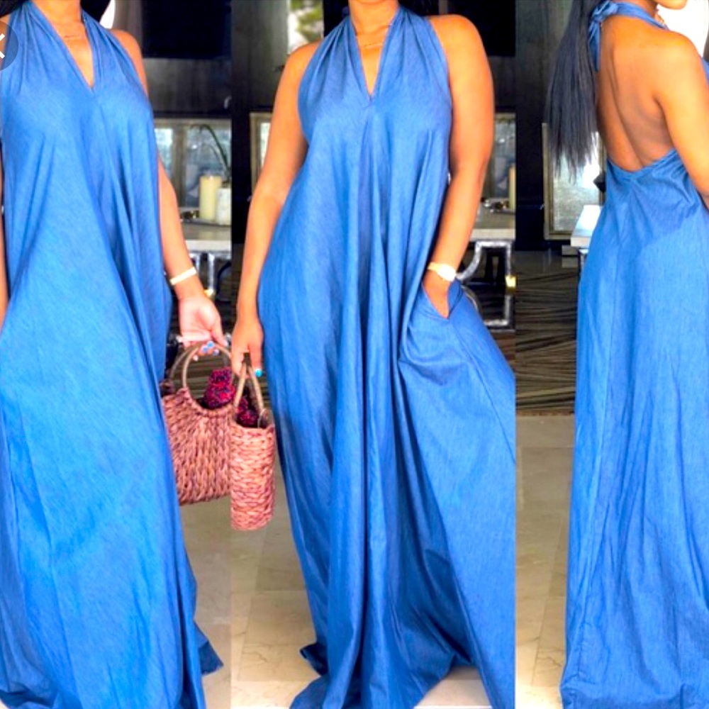 Denim Floor length Maxi Dress